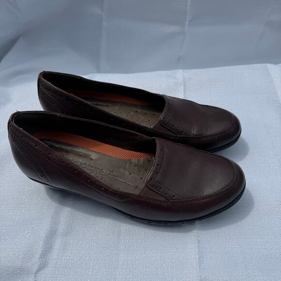 Structure Clarks Brown Leather Loafers Comfort Slip On Shoes Size 7M - Picture 1 of 8